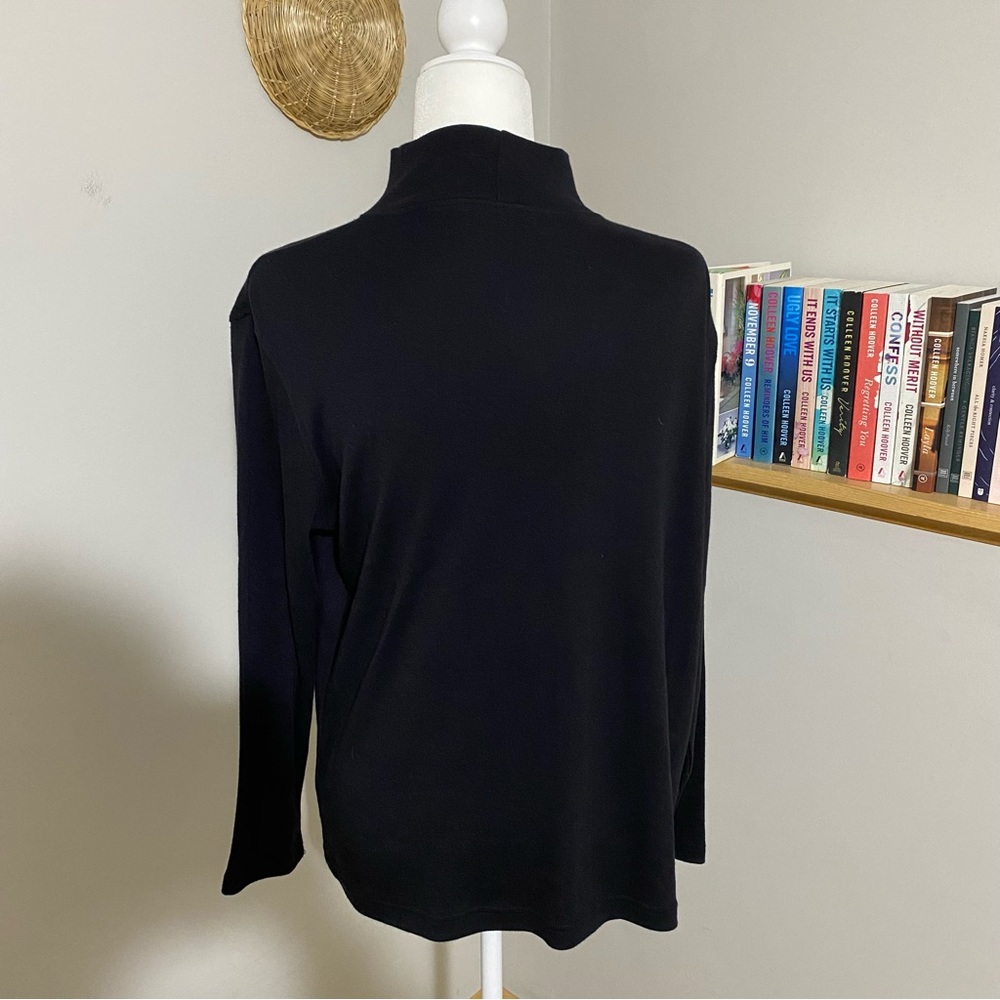 Vintage 90s black pumpkin embroidered turtleneck long sleeve top size 14/16W - Picture 3 of 7